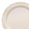 Ivory with Gold Vintage Rim Round Disposable Plastic Appetizer/Salad Plates - 7.5" (120 Plates)